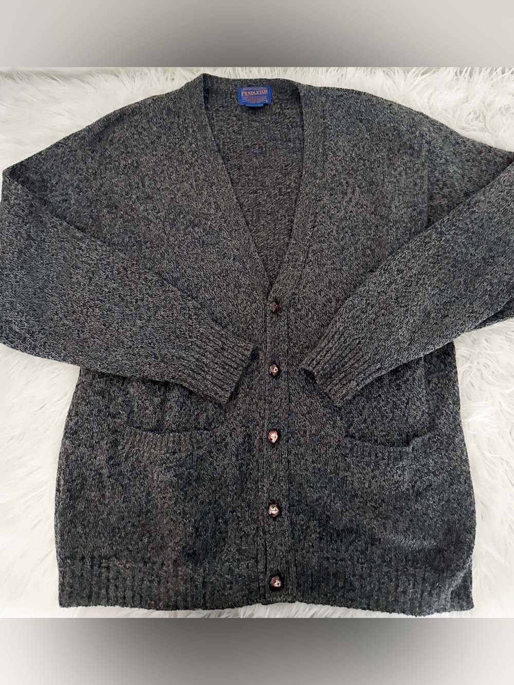 Pendleton Men's Dark Charcoal Button Cardigan Sweater